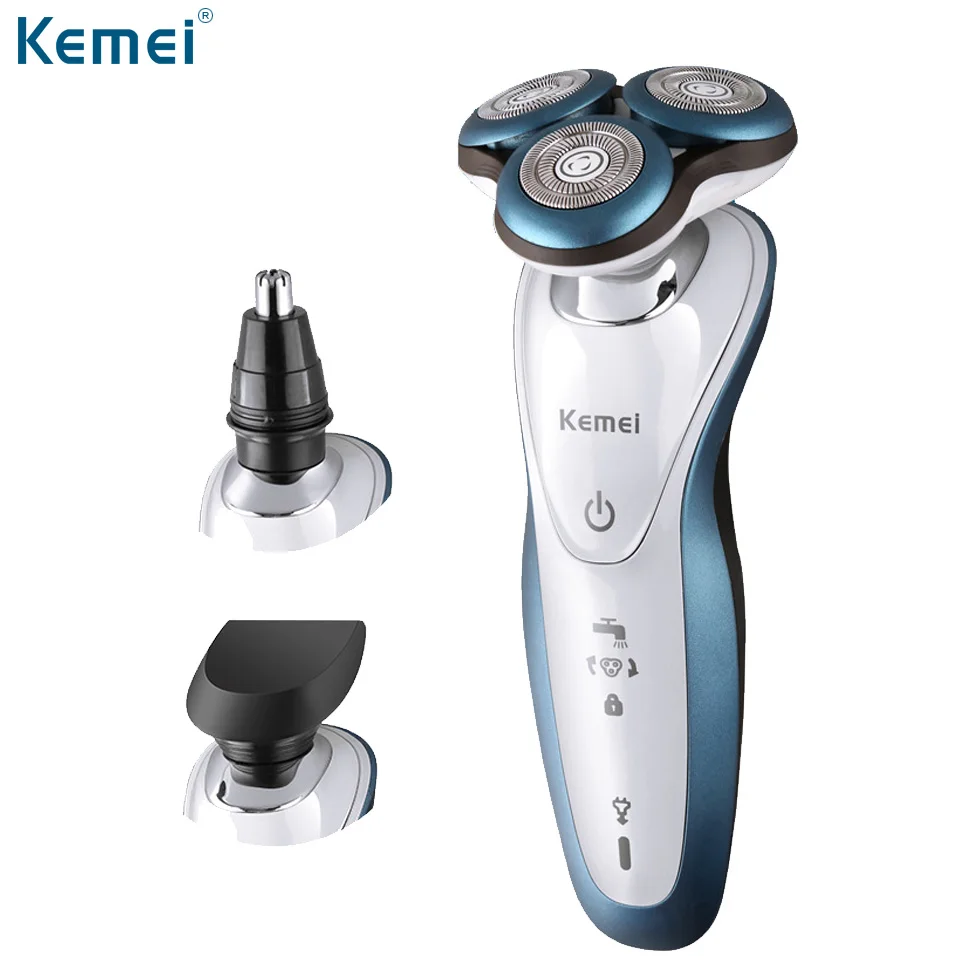 

Kemei 7000C Electric Shaver rotary tool Quick Charge epilator hair removal rechargeable electric razor Floating Heads+Gift Box