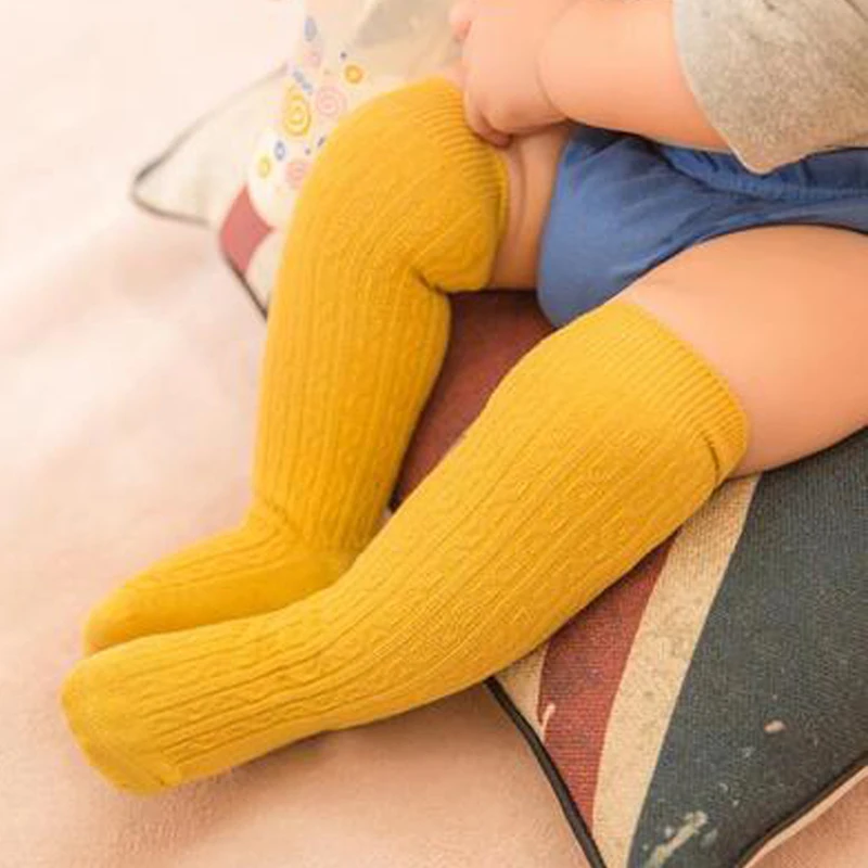 Носки для малышей гольфы для новорожденных, для малышей хлопковые однотонные носки для маленького мальчика/девочки, детские гетры, длинные носки для новорожденных