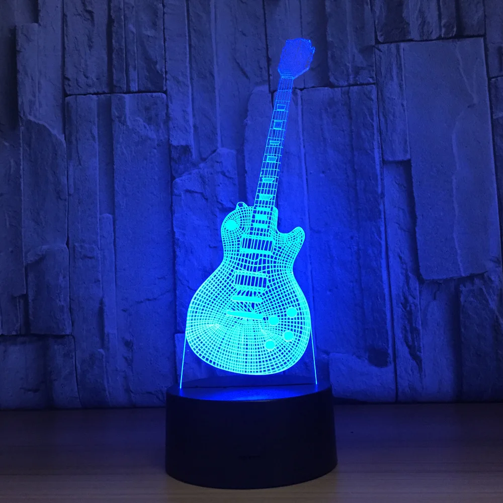Cena Nowa gitara kształt 3d, noc, lekki instrumenty muzyczne lampa 7 kolory 3D LED USB 3D lampka nocna wystrój domu dla dzieci nowy rok prezent