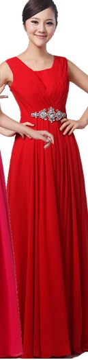 Красный Robe de mariage длинное женское платье невесты элегантное шифоновое красное платье подружки невесты женские платья черного цвета B3143 - Цвет: Красный