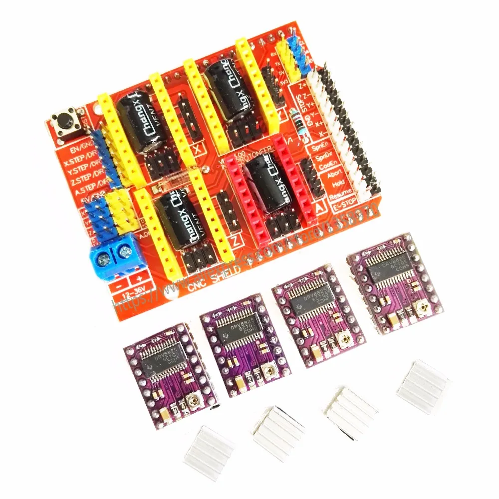 1set CNC shield V3 engraving machine 3D Printer + 4pcs DRV8825 stepping motor driver expansion board 1set CNC shield V3 engraving machine 3D Printer + 4pcs DRV8825 stepping motor driver expansion board