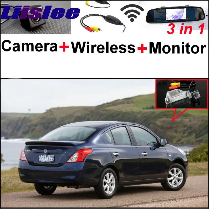 

3 in1 Special Rear View Camera + Wireless Receiver + Mirror Monitor Easy DIY Back Up Parking System For Nissan Almera Genuine
