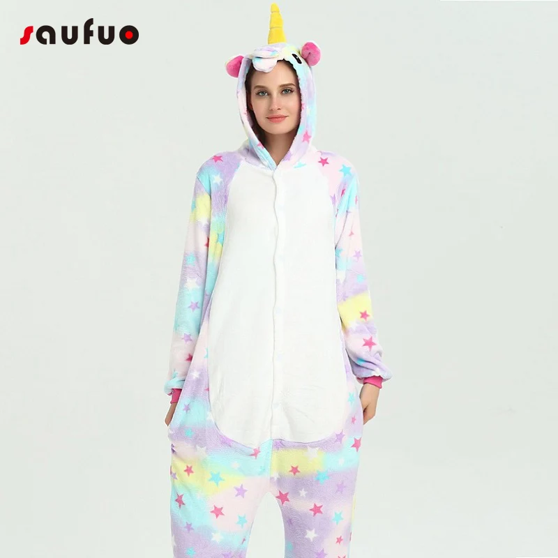 Stars Unicorn Pajamas For Women Ladies Kigurumi Winter Cute Animal
