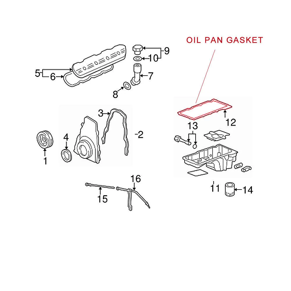 Прокладка масляного поддона forGM CHEVROLET PONTIAC 5,3 5,7 6,0 LS1 LS2 LS3 LM7 LQ4 12612350