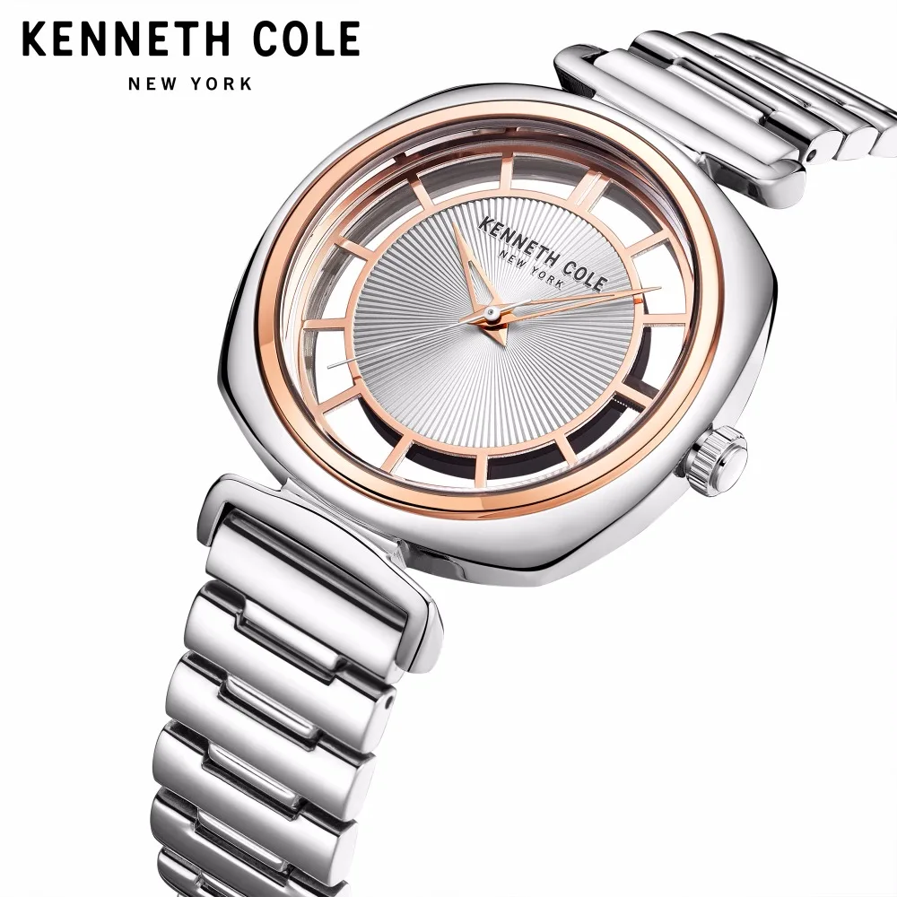 Kenneth Cole, женские часы, кварцевые, прозрачные, простые, из нержавеющей стали, водонепроницаемые, женские, люксовый бренд, часы KC15108001