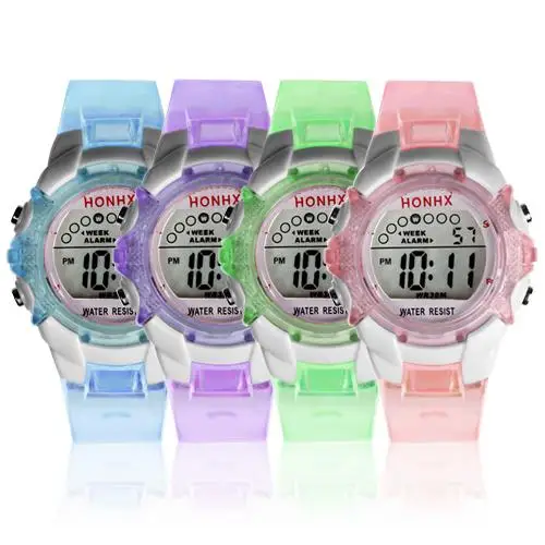 

Sanwood Adorable Boys Girls Digital LED Round Alarm Date Waterproof Sports Wrist Watch relogio montre femme 2018