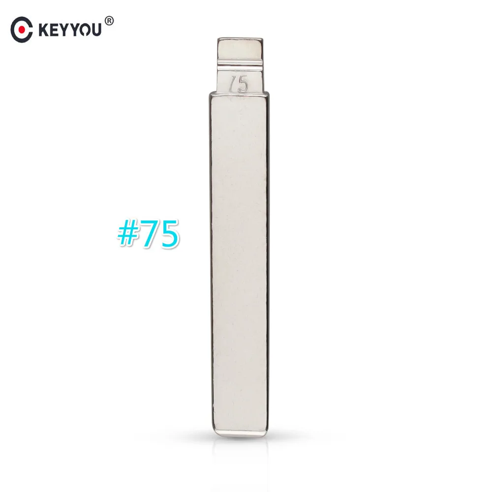 

KEYYOU 10 pcs/lot Metal Blank Uncut Flip KD Remote Key Blade Type #75 for Geely Panda NO. 75 Blade
