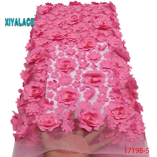 Стиль французская Сетка кружевная ткань 3D цветок африканская Тюлевая сетчатая кружевная ткань высокое качество кружева нигерийская кружевная ткань YANI1719-2 - Цвет: NI1719-5