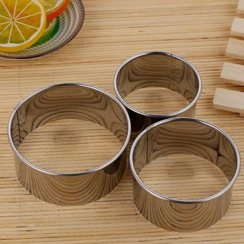 

Hot Sale 3pcs/set Stainless Steel Round Dumplings Cutters Molds Maker Tools Round Cookie Pastry Wrapper Dough Cutting Tools
