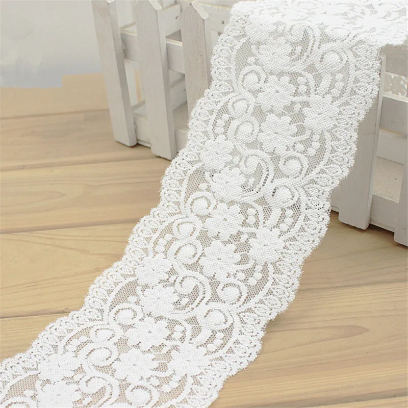 

2yard/roll 10cm Super Wide Elastic Flower Lace Fabric Trim Ribbons DIY Sewing Garment Wedding Decoration Accessories Supplies