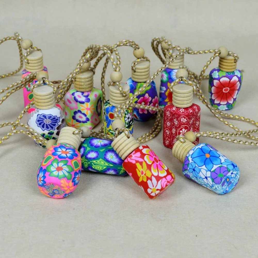 50pcs roll on print perfume bottles polymer clay empty  essential small perfume refillable bottle Car Pendant Personalized Gifts personalized letter name pearl shell beaded choker necklace for women custom initial alphabet polymer clay bead necklace jewelry