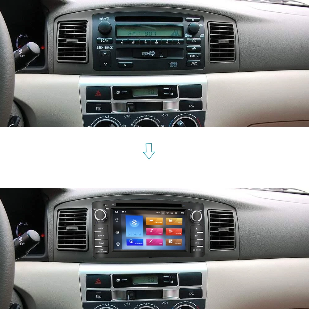 Best EKIY IPS DSP 2 Din Android 9.0 4G 32G Car DVD Multimedia Player For Toyota Corolla E120 BYD F3 GPS Navi Stereo Audio Auto Radio 1