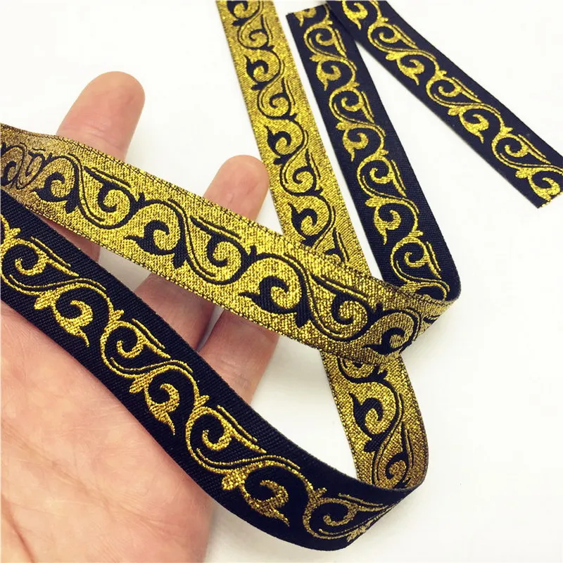 

3M/Lot Gold Black Lace fabric Ribbon Apparel Sewing Fabric DIY Accessories Craft HB143