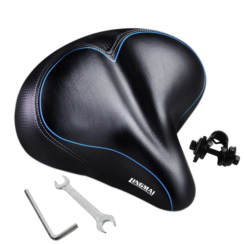 Mountain Road Bike Soft Seat Saddle with Tail Light Widen Cushion Replacement US