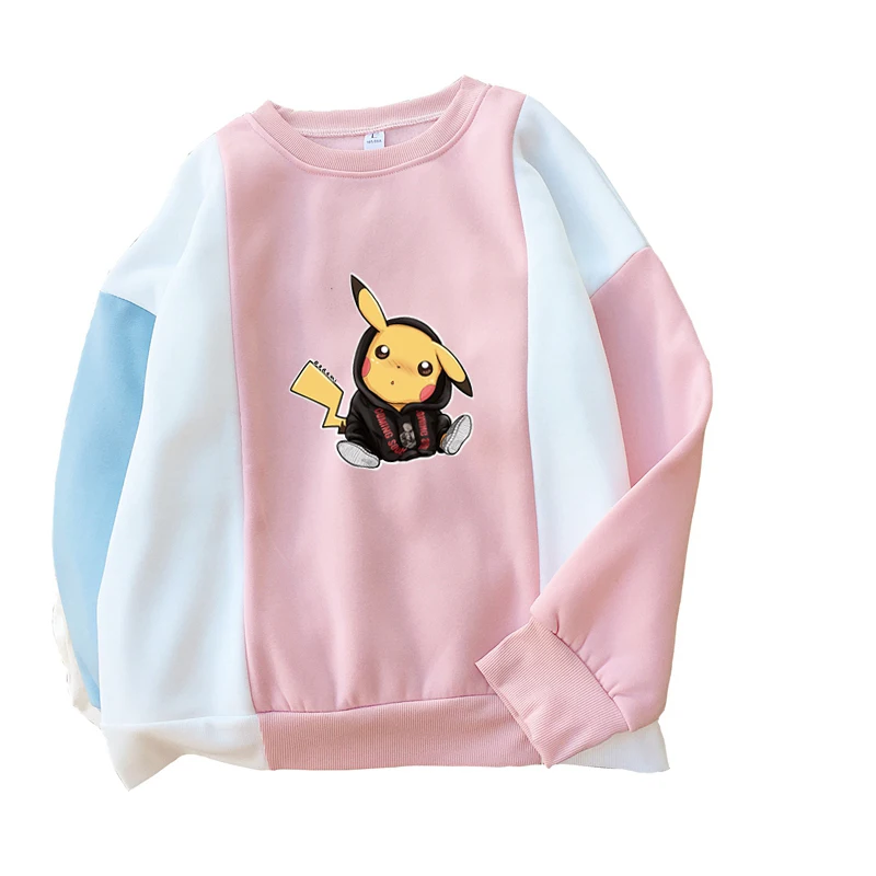  Pikachu Hoodies Sweatshirt Women Autumn Kawaii Lovely Cartoon Pokemon Printed Loose Harajuku Fleece