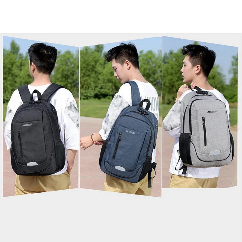 

Laptop Backpack Business Anti Theft Waterproof Oxford Casual Travel Backpack With USB Charging Brand Design For Women Men