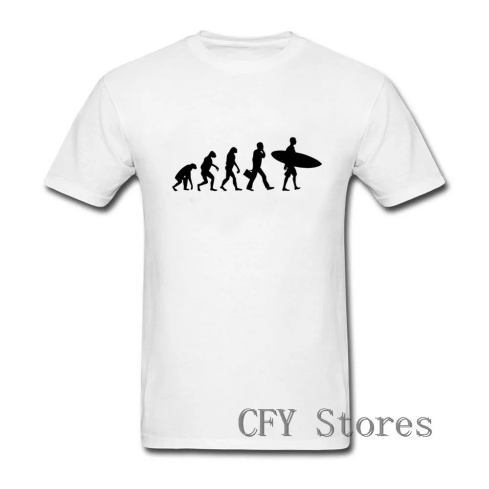 سيرفر تطور T قميص الرجال مضحك نظرية التطور الملابس القصوى ممارسة تصفح قمم 100% القطن تي شيرت