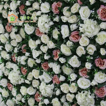 

sweet new home Artificial silk flower wall ivory David Austin rose pink peony wedding background road lead market decoration