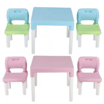 Childrens Kids Plastic Table Chair Set Learning Studying Desk For