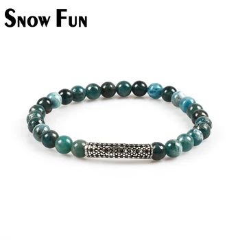 

Snow Fun 6mm Apatite S925 Silver Pierced Elbow Fashion Bracelet