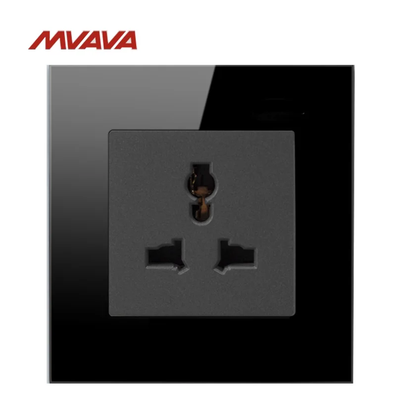 

MVAVA 10A Multifunction Outlet Wall Power Universal 3 PIN Socket Plug Decorative Receptacle Luxury Black Crystal Free Shipping