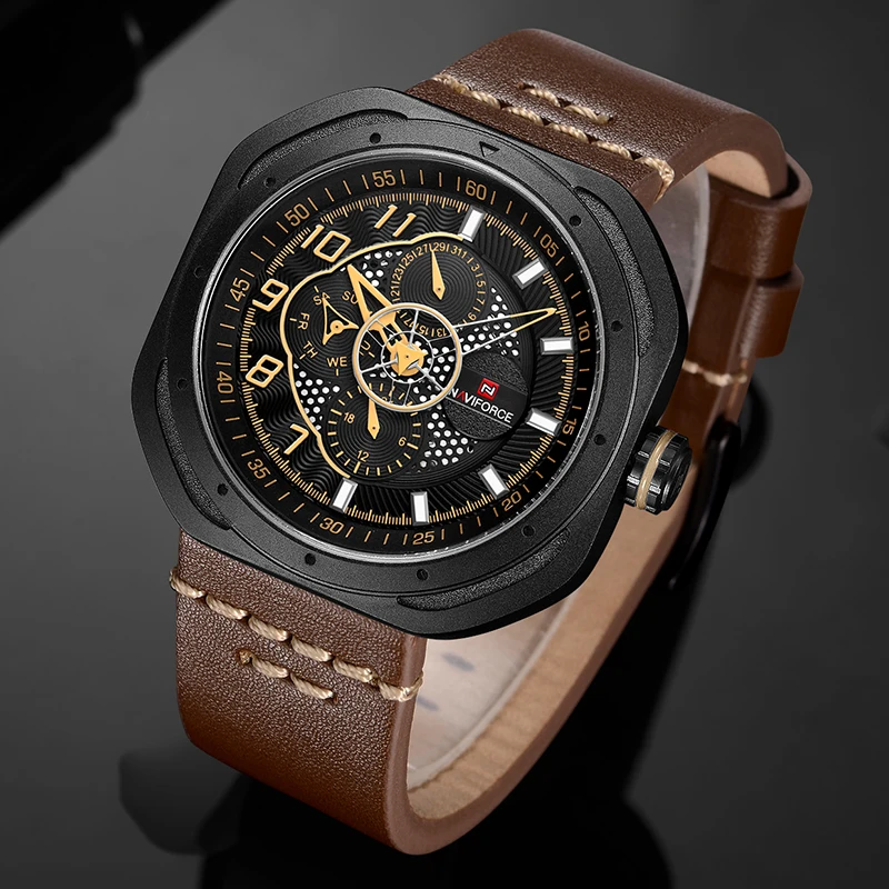 NAVIFORCE Модные мужские s часы лучший бренд класса люкс с датой кварцевые кожаные
