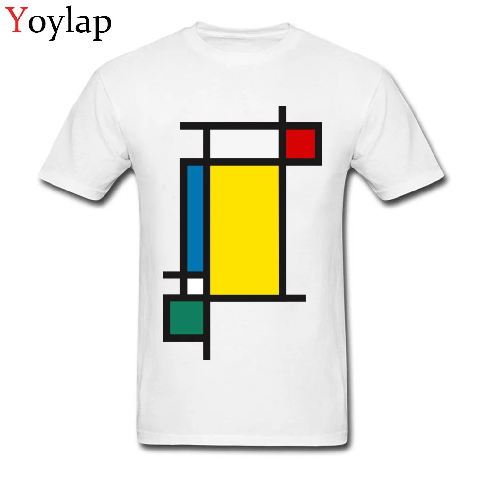 Design Tops Shirt for Students Coupons Autumn Crew Neck 100% Cotton T Shirt Vertical Aesthetic Tribute to Mondrian Casual Tee Shirt white