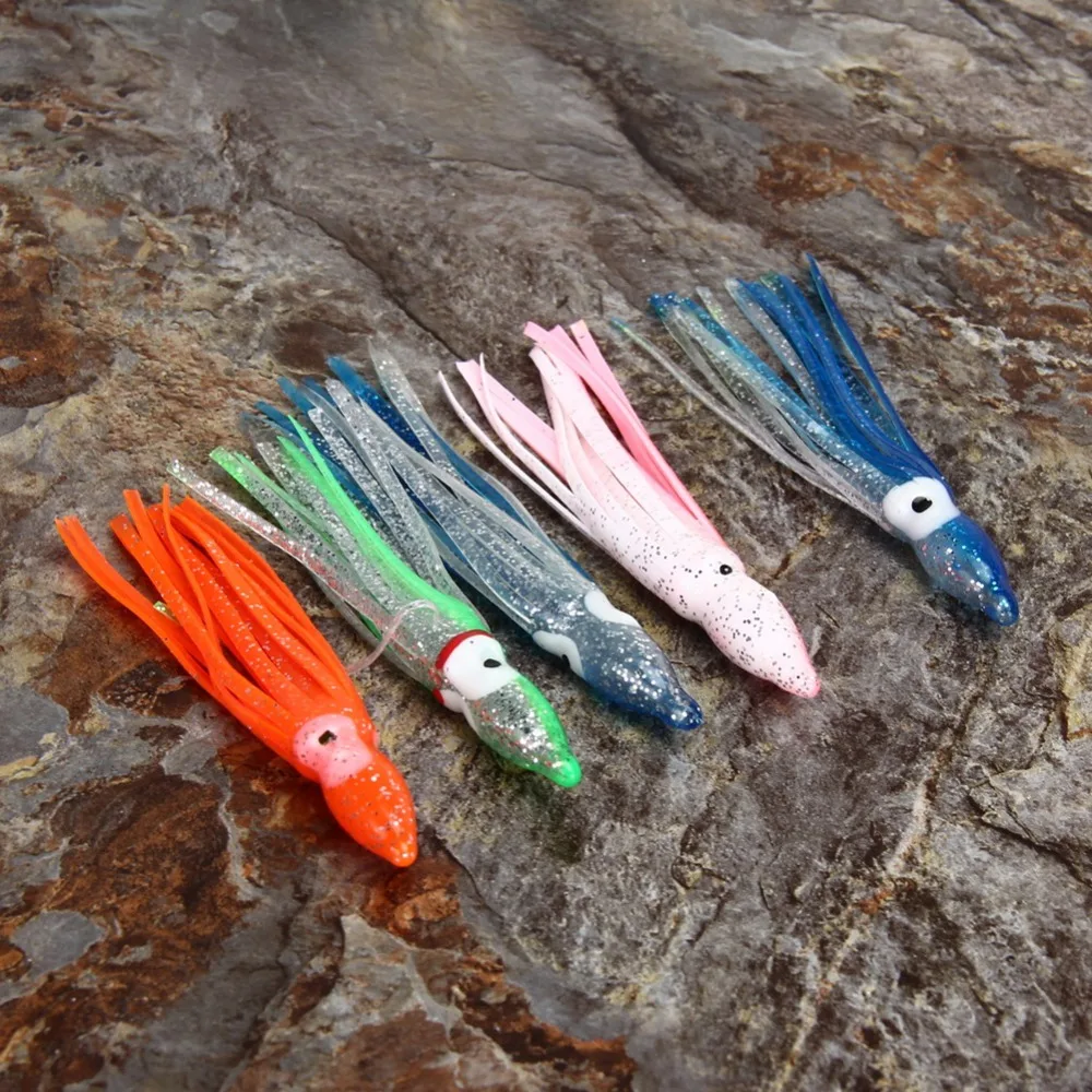 

20pcs Mix Color Artificial Bait 4.5" Hoochie Squid Skirt Octopus Saltwater Fishing Lure
