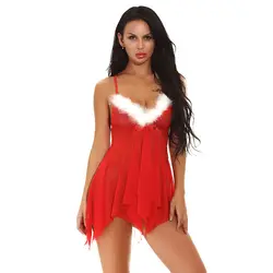 Горячие Рождественский сексуальное женское белье для Для женщин Эротические красный, белый плюс Размеры Transpare белье пикантная обувь