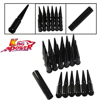 

KP-FREE SHIPPING - 24 PCS Black Spike 4.4" Tall Lug Nuts M14x1.5 For Chevy Silverado Tahoe With Key