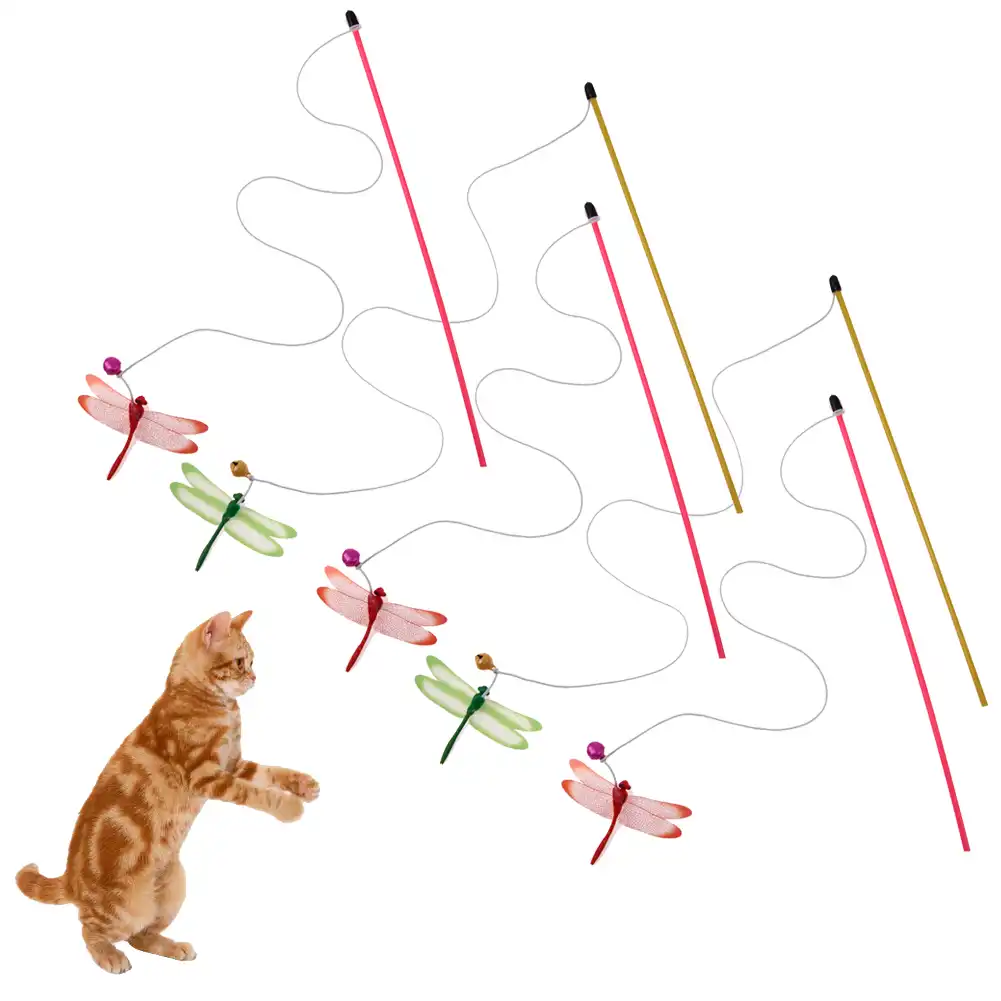 5個猫のおもちゃおかしいペット猫ティーザーベルトンボワイヤー杖スティックのおもちゃ猫子猫ペット製品 Cat Teaser Toys For Catscat Toy Aliexpress