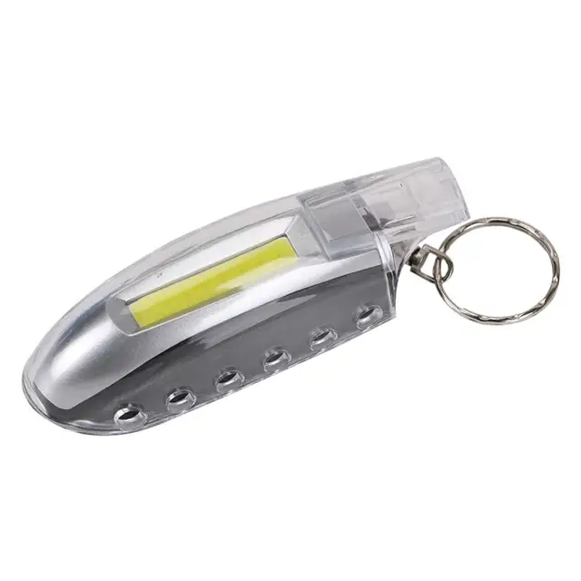 Portable Mini COB LED Keychain Flashlight 3 Modes Pocket Key Ring Torch Light With Whistle For