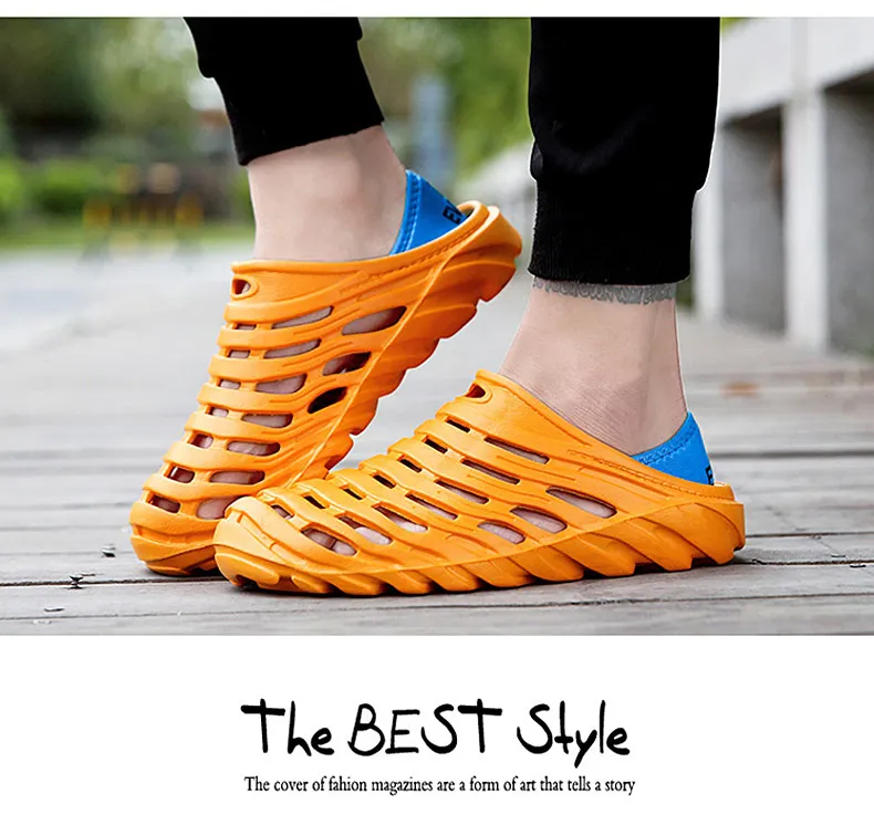 1 (13)Sandals Mesh Shoes Men Breathable Beach Slippers Sport Water Socks Hollow Aqua Wading Shoes Chaussure Homme