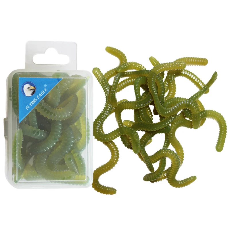 

30pcs 2Boxes Artificial Worm Simulation Fishing Lure Soft Crank Bait Set Crankbait Smell Lures Jig Fishing Fly Accessories Green