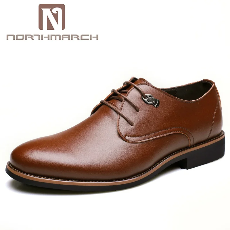 melhor Homens Se Vestem Sapatos NORTHMARCH Estilo Simples Homens Oxford Shoes Lace Up Marca Couro Homens Sapatos Formal Homens de Negócios de Casamento sapato