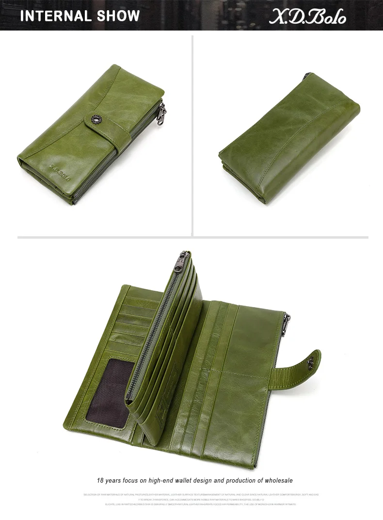 X. D. BOLO кожаный женский бумажник на застежке кошелек из натуральной кожи с карманом для монет женские кошельки и визитницы Роскошные брендовые кошельки Кошелек