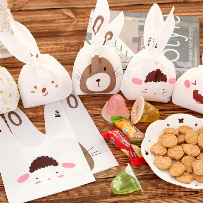 

Sale 20pcs Cute White Rabbit Ear Biscuit Bag Cookie Flat Bags Food Cake Packaging New df02
