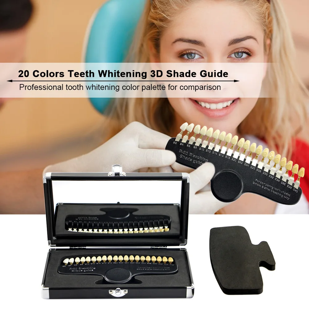 

20 Colors Luxary Packing Dental Whitening 3D shade guide color comparator with Mirror Teeth Whitening Accelerator Dental Plate