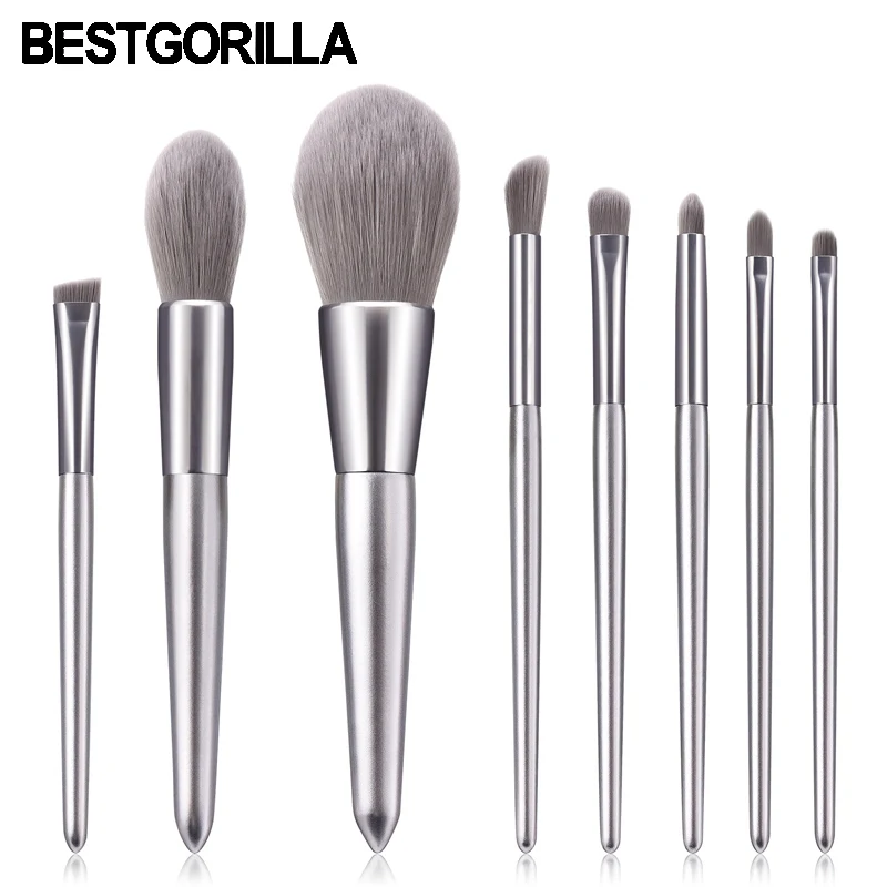 8pcs/set Elegant Silver Makeup Brushes Foundation Brush Makeup Brushes