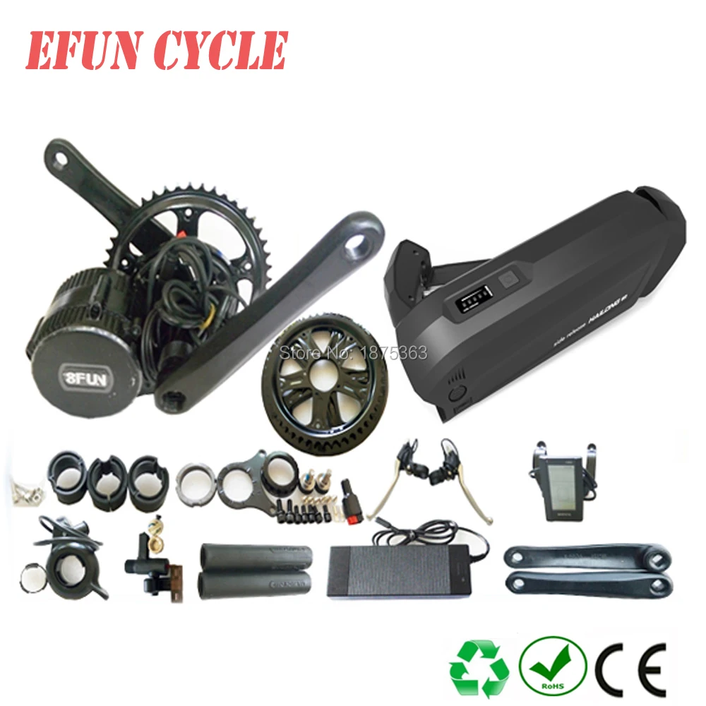 

High power 8Fun/Bafang BBS02 36V 500W mid drive motor kits with 36V 14Ah new Hailong down tube battery for electric bike