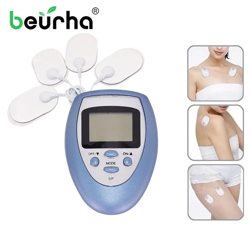 

4 Electric Pads Digital Tens Machine for Pain Relief Pulse body neck back Massage EMS Muscle Stimulation Tens Electroestimulador