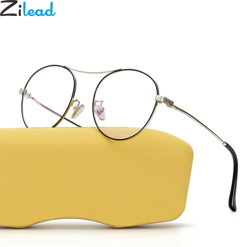 

Zilead Round Single Beam Glasses Frame Metal Pilot Optical Sepectacle Plain Eyeglasses Eyewear For Female&Male Unisex