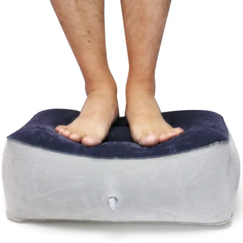 1 x Inflatable Travel Foot Rest Pillow PVC Flocking Travel Long Journey