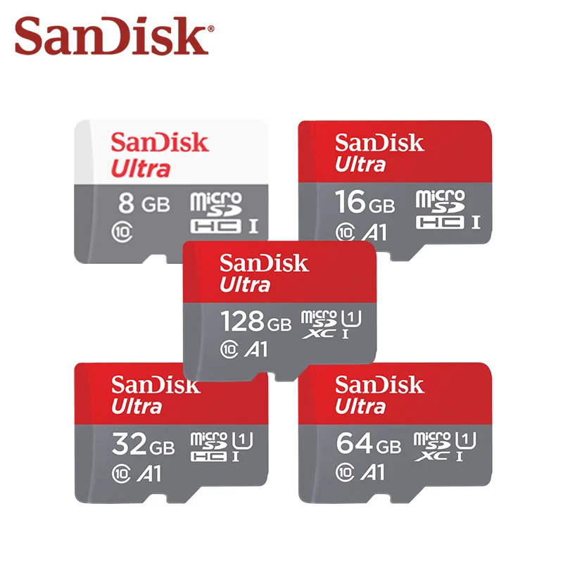 

Original SanDisk 128GB Micro SD Card 64GB TF Card 32GB 16GB SDHC Memory Card C10 A1 SDXC Ultra UHS-I Card Class10 Real Capacity