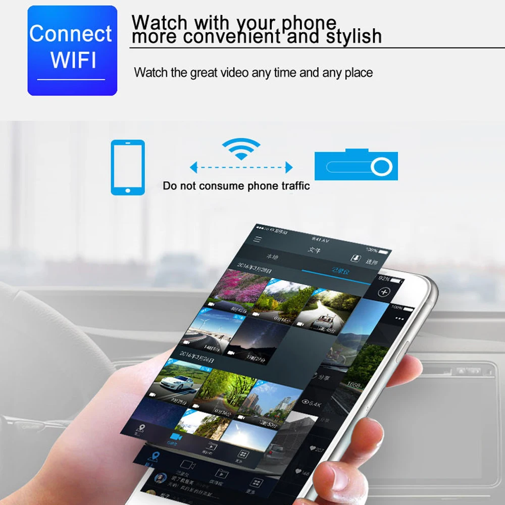 Podofo Smart WiFi DVR Cam 130 градусов Беспроводная Автомобильная видеорегистратор 1080P Full HD