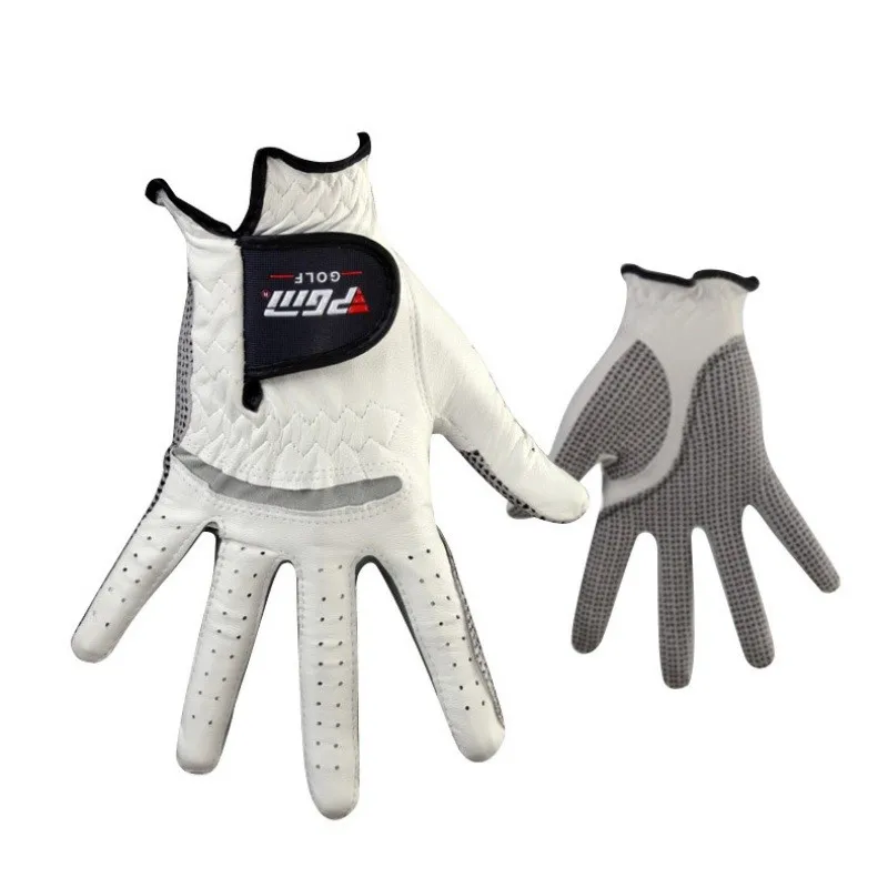 Мужские натуральные кожаные перчатки для гольфа Левая Правая рука мягкая дышащая чистая овчина с противоскользящими гранулами перчатки для гольфа