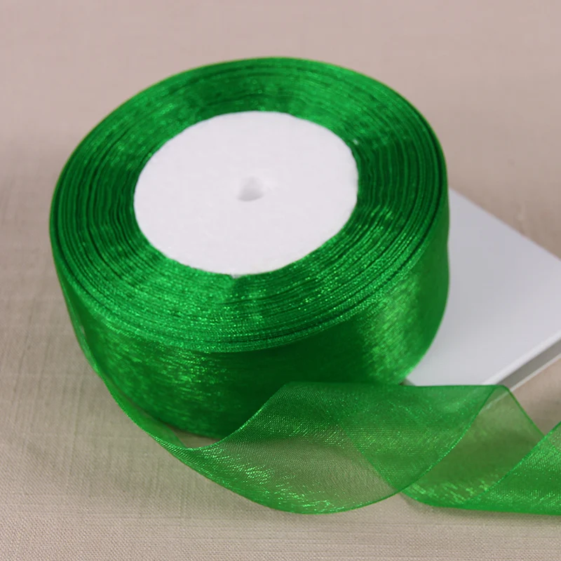 

12mm 15mm 20mm 25mm 40mm 50mm Green Transparent Organza Ribbons DIY Crafts Fabric Christmas Wedding Birthday Party Decoration