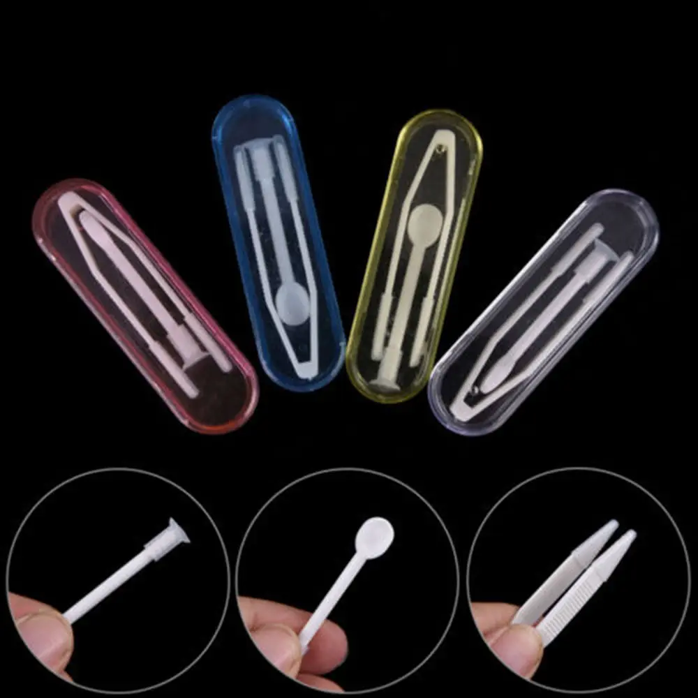 

1 Set Eyes Care Contact Lenses Plastic Tweezers Insert Remover Accessories for Useful Plastic Clamps Tools Random Color