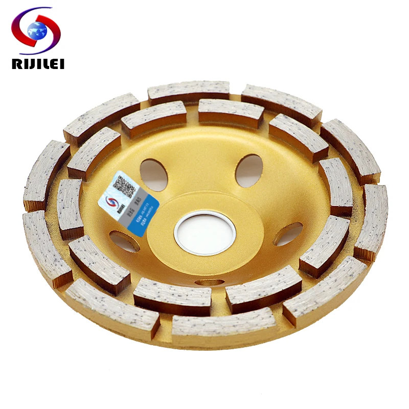 

RIJILEI 5inch 125mm Double row Diamond Grinding Wheel Floor Diamond Grinding Cup Wheel Disc for Granite Marble Concrete MX35