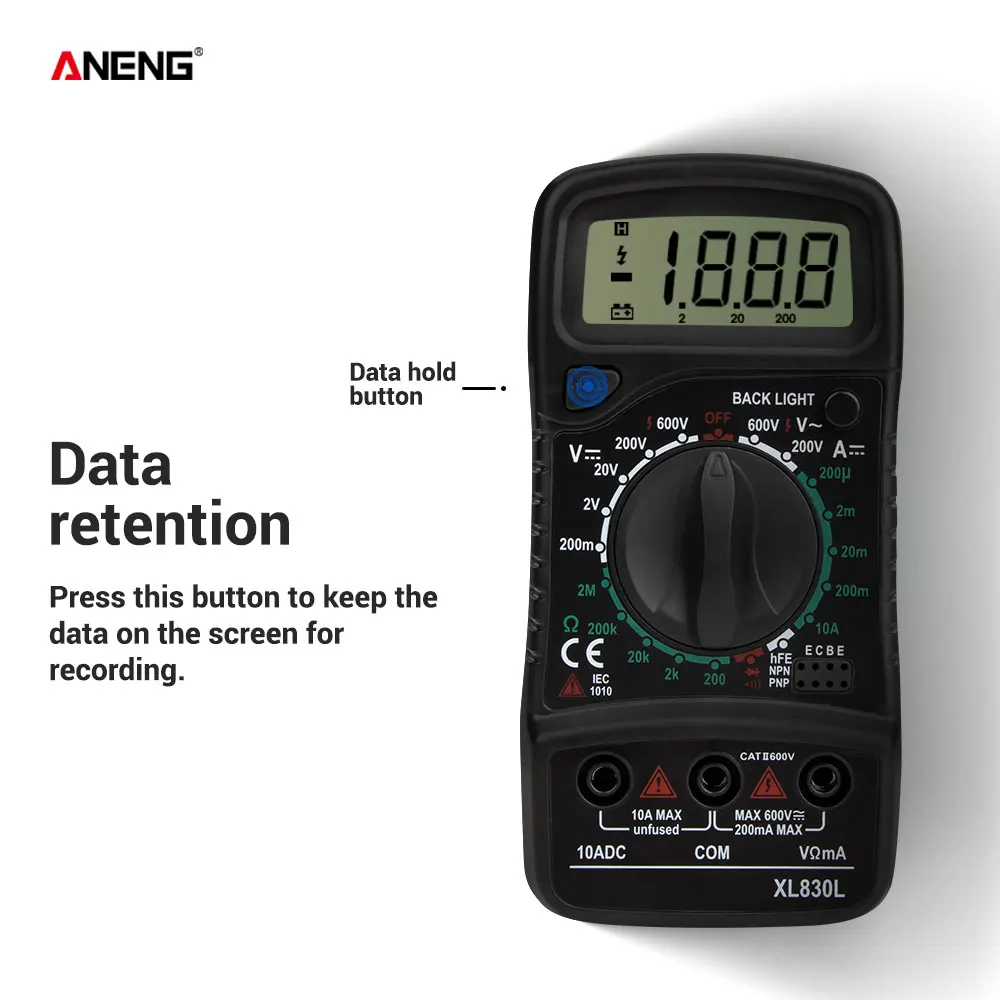 digital water meter ANENG XL830L Digital Multimeter Esr Meter Testers Automotive Electrical Dmm Transistor Peak Tester Meter Capacitance Meter oscilloscope handheld